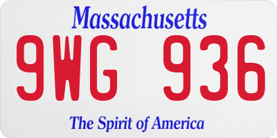 MA license plate 9WG936