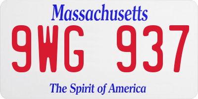 MA license plate 9WG937