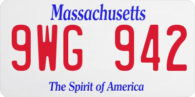 MA license plate 9WG942