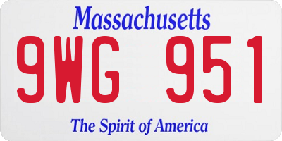 MA license plate 9WG951
