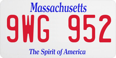 MA license plate 9WG952