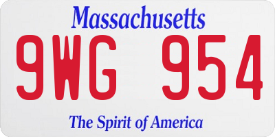 MA license plate 9WG954