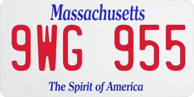 MA license plate 9WG955