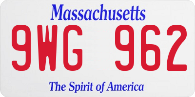 MA license plate 9WG962