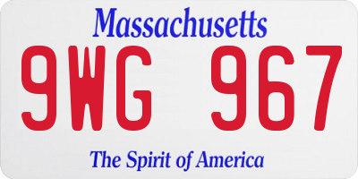 MA license plate 9WG967