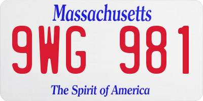 MA license plate 9WG981