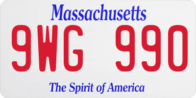 MA license plate 9WG990