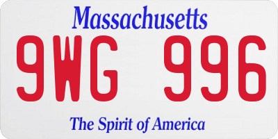 MA license plate 9WG996