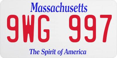 MA license plate 9WG997