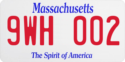 MA license plate 9WH002