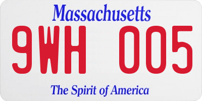 MA license plate 9WH005