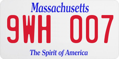 MA license plate 9WH007