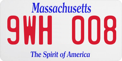 MA license plate 9WH008
