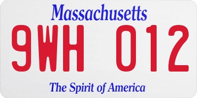 MA license plate 9WH012