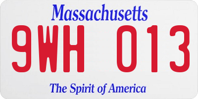 MA license plate 9WH013