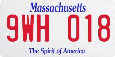 MA license plate 9WH018