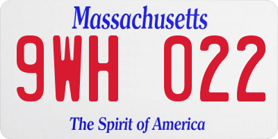 MA license plate 9WH022