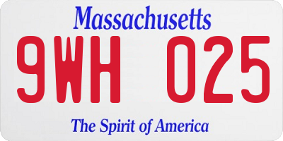 MA license plate 9WH025