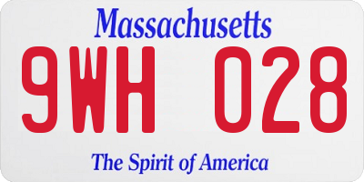 MA license plate 9WH028