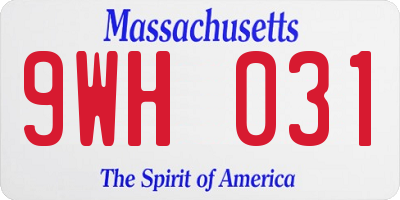 MA license plate 9WH031
