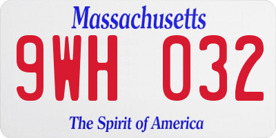 MA license plate 9WH032