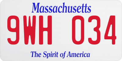 MA license plate 9WH034