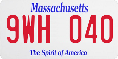 MA license plate 9WH040