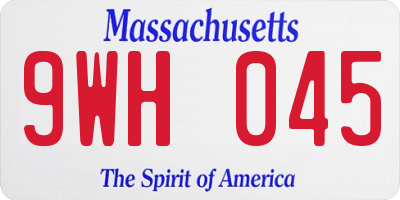MA license plate 9WH045