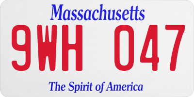 MA license plate 9WH047