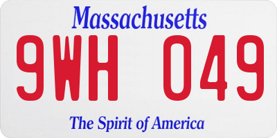 MA license plate 9WH049
