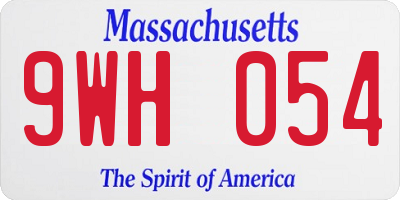 MA license plate 9WH054
