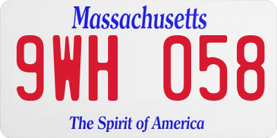 MA license plate 9WH058