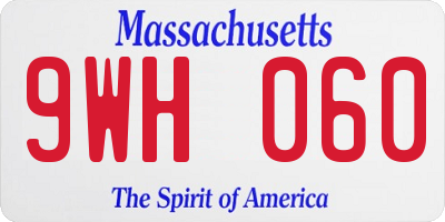MA license plate 9WH060