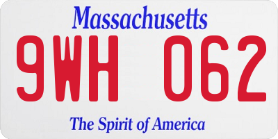 MA license plate 9WH062