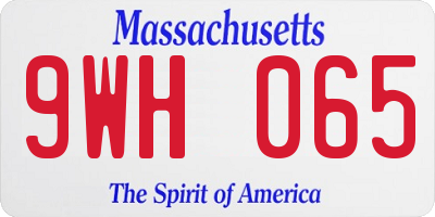 MA license plate 9WH065