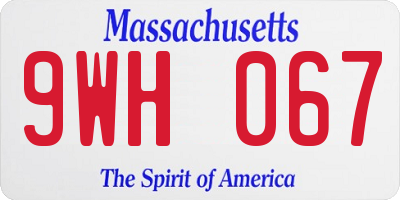 MA license plate 9WH067