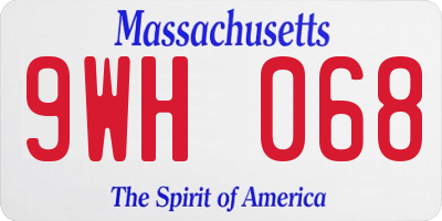 MA license plate 9WH068