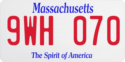 MA license plate 9WH070