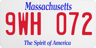MA license plate 9WH072