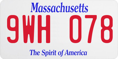 MA license plate 9WH078