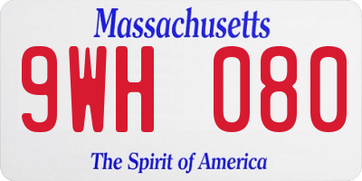 MA license plate 9WH080