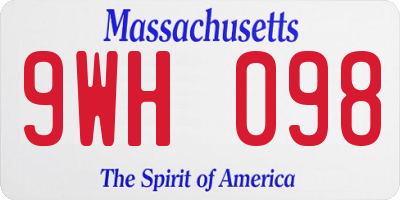 MA license plate 9WH098