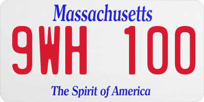 MA license plate 9WH100