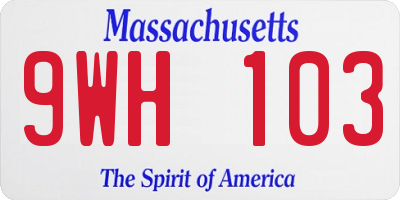 MA license plate 9WH103