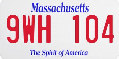MA license plate 9WH104