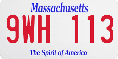 MA license plate 9WH113