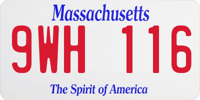 MA license plate 9WH116