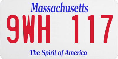 MA license plate 9WH117