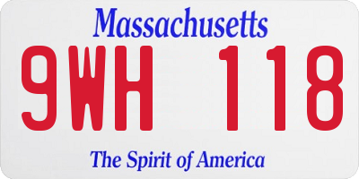 MA license plate 9WH118