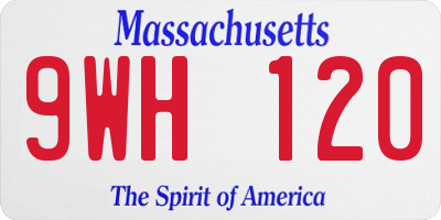 MA license plate 9WH120